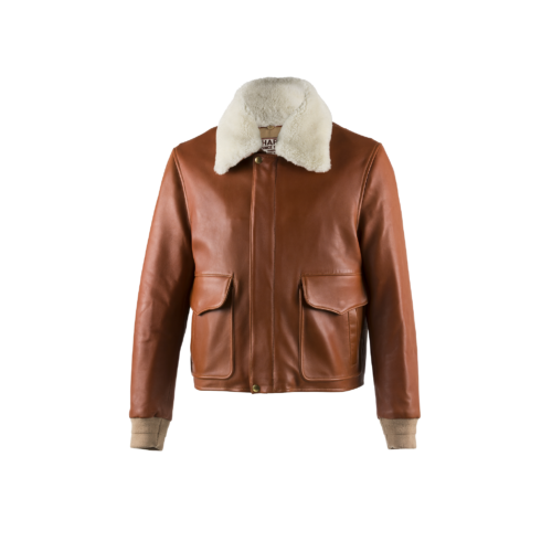 USAAF sans Bord côte - Cuir glacé - Couleur tan