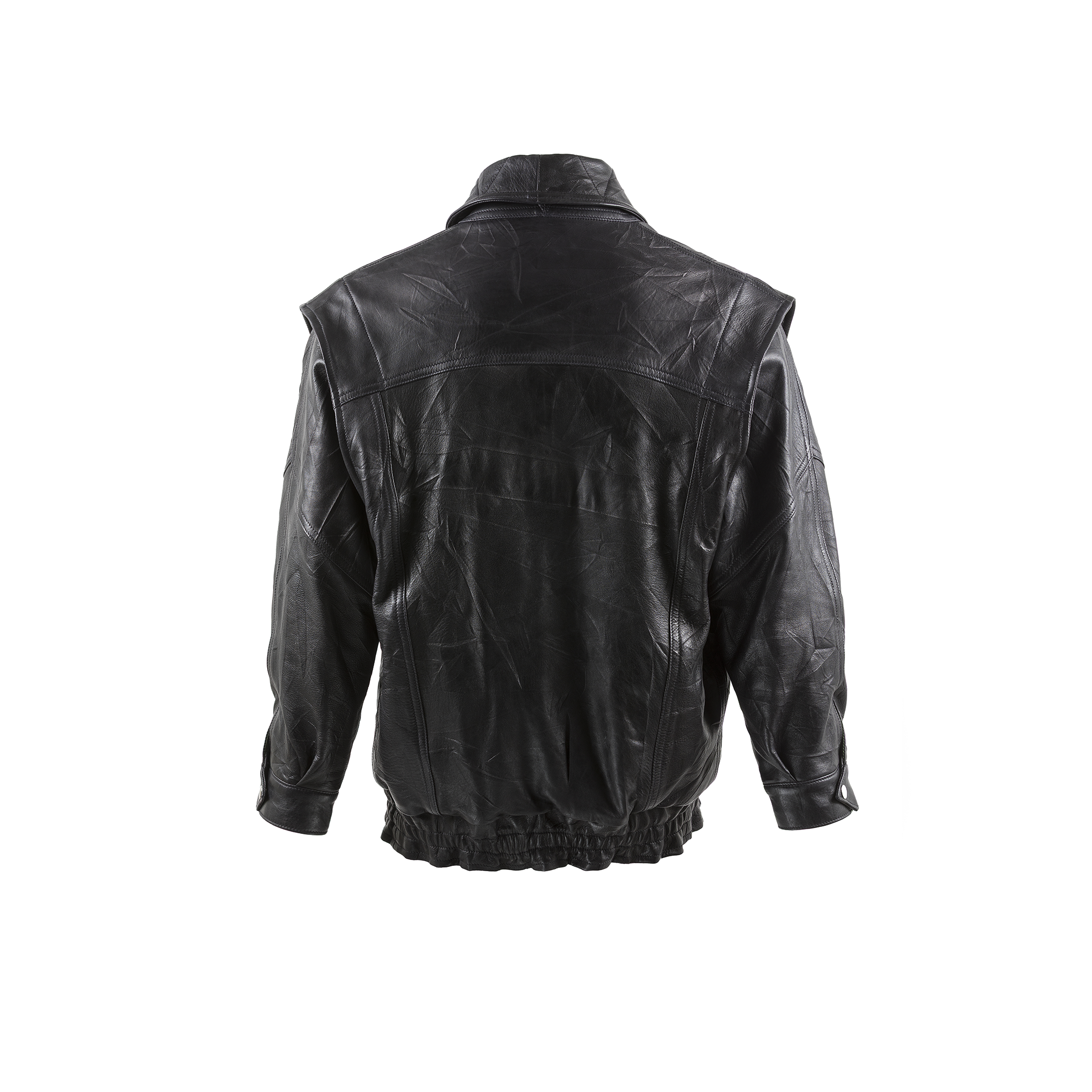 Bob Jacket - Crinkled leather - Black color