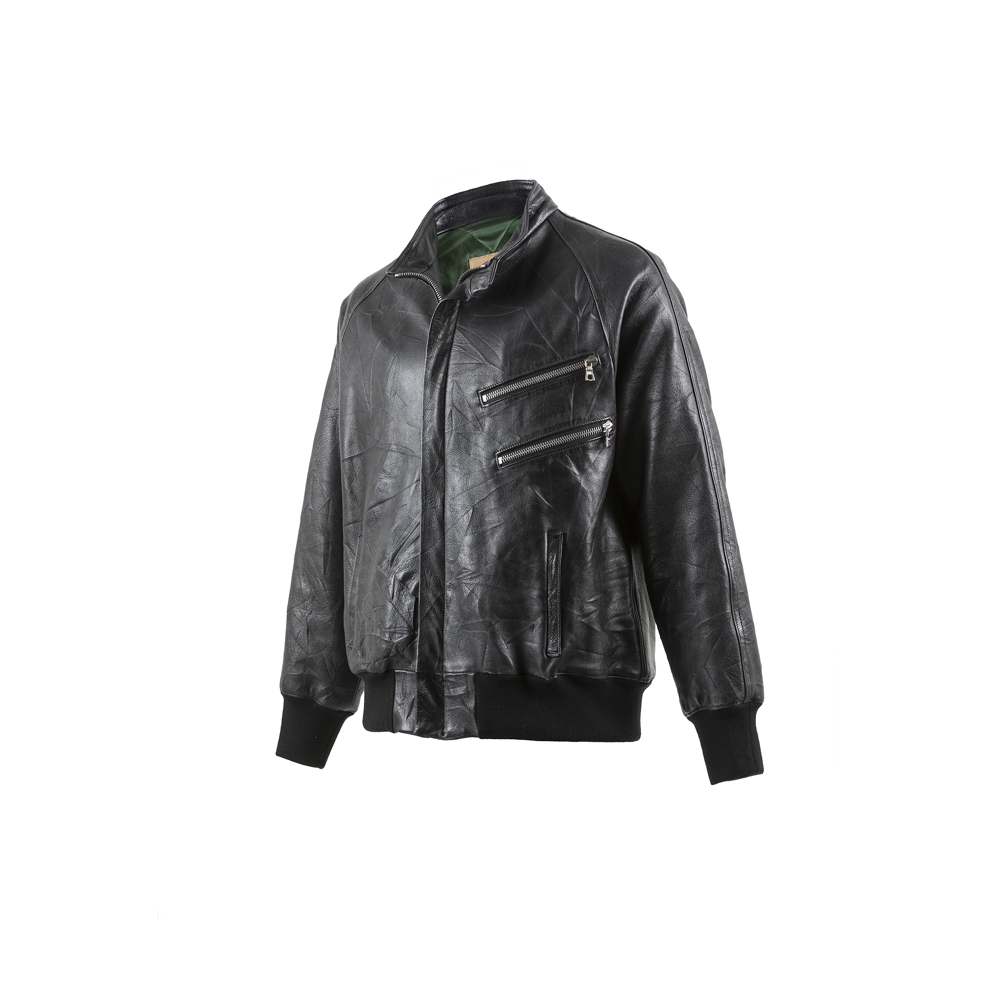 Concorde Jacket - Crinkled leather - Black color