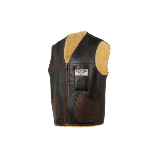 Gilet de Travail - Vintage - Mouton retourné verni - Couleur champagne