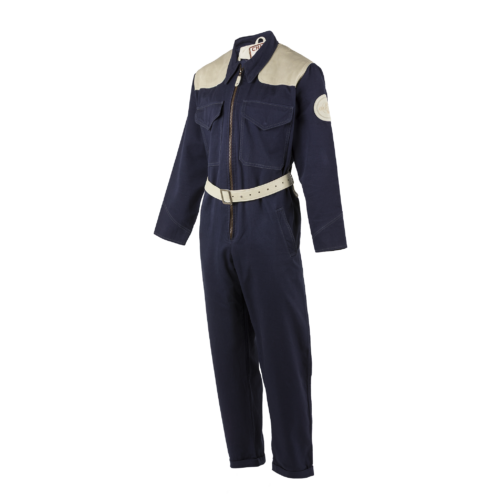 Combinaison 1950 - Vintage - Gabardine et cuir glacé - Couleurs bleu et écru