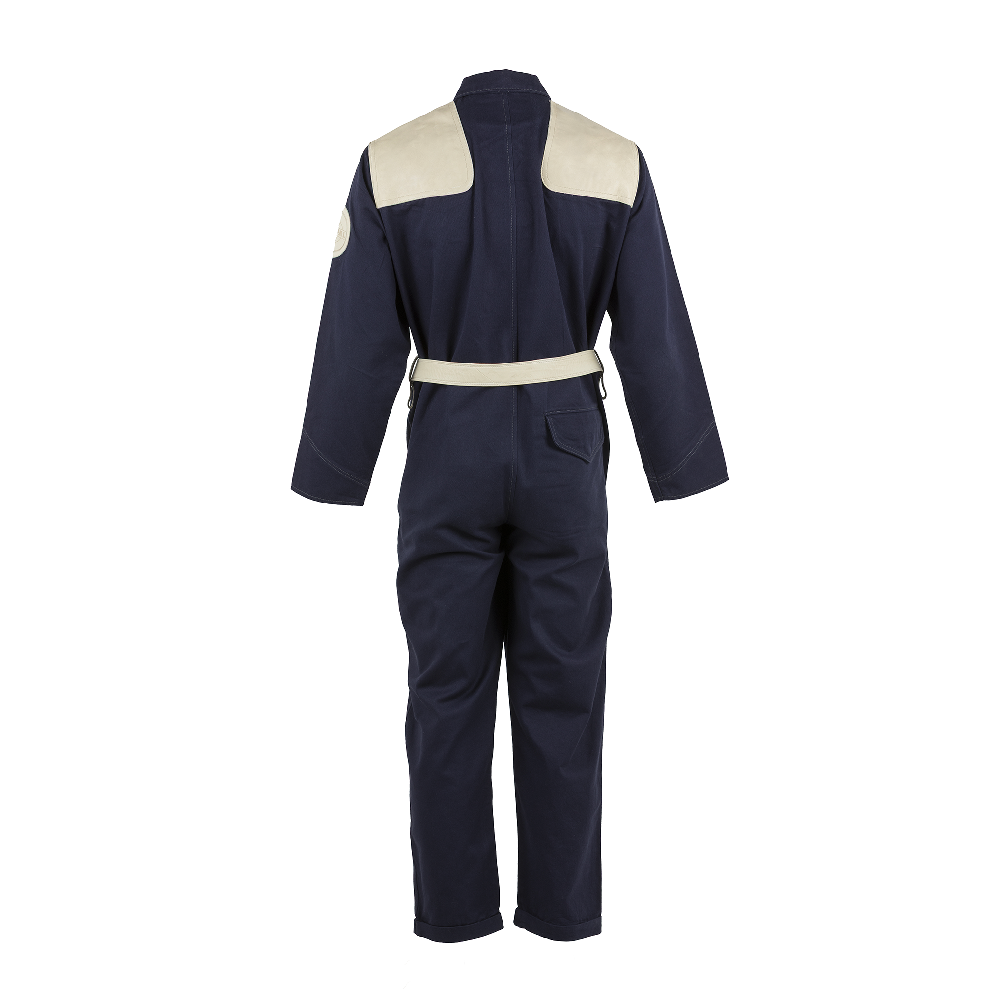 Combinaison 1950 - Vintage - Gabardine et cuir glacé - Couleurs bleu et écru