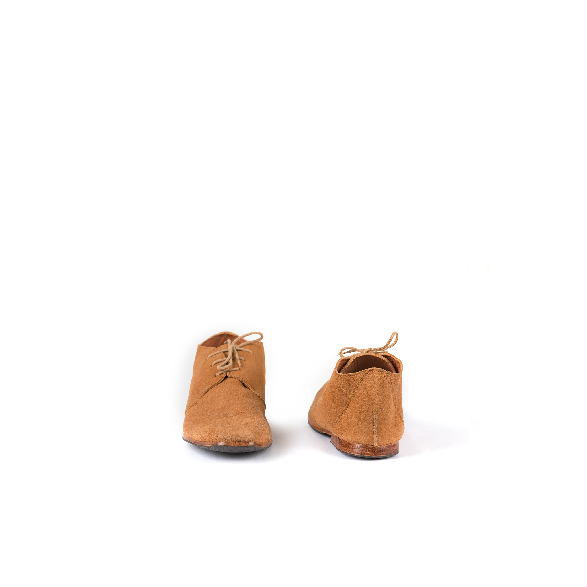 Chaussures de Ville - Vintage - Cuir velours - Couleur orange