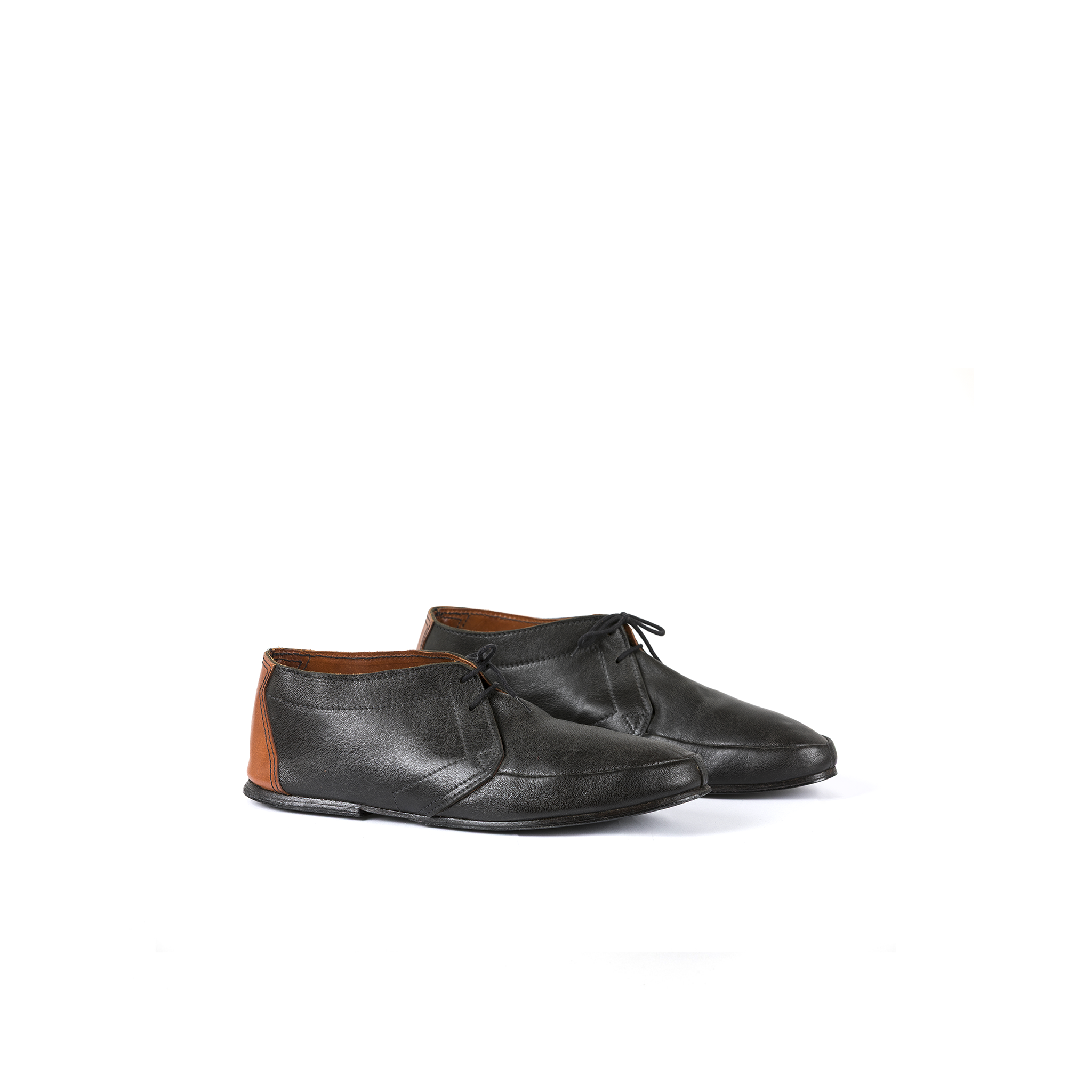 Chaussures de Ville - Vintage - Cuir glacé - Couleurs noir et brun